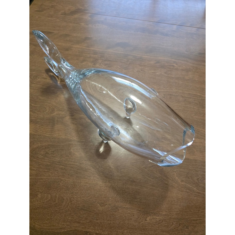 Blenko Clear Glass Whale Floor Decanter Oversized Sculpture 22" fish Vintage MCM